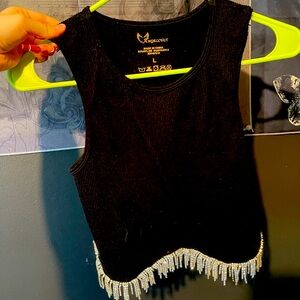 Crop top with dangly diamonds